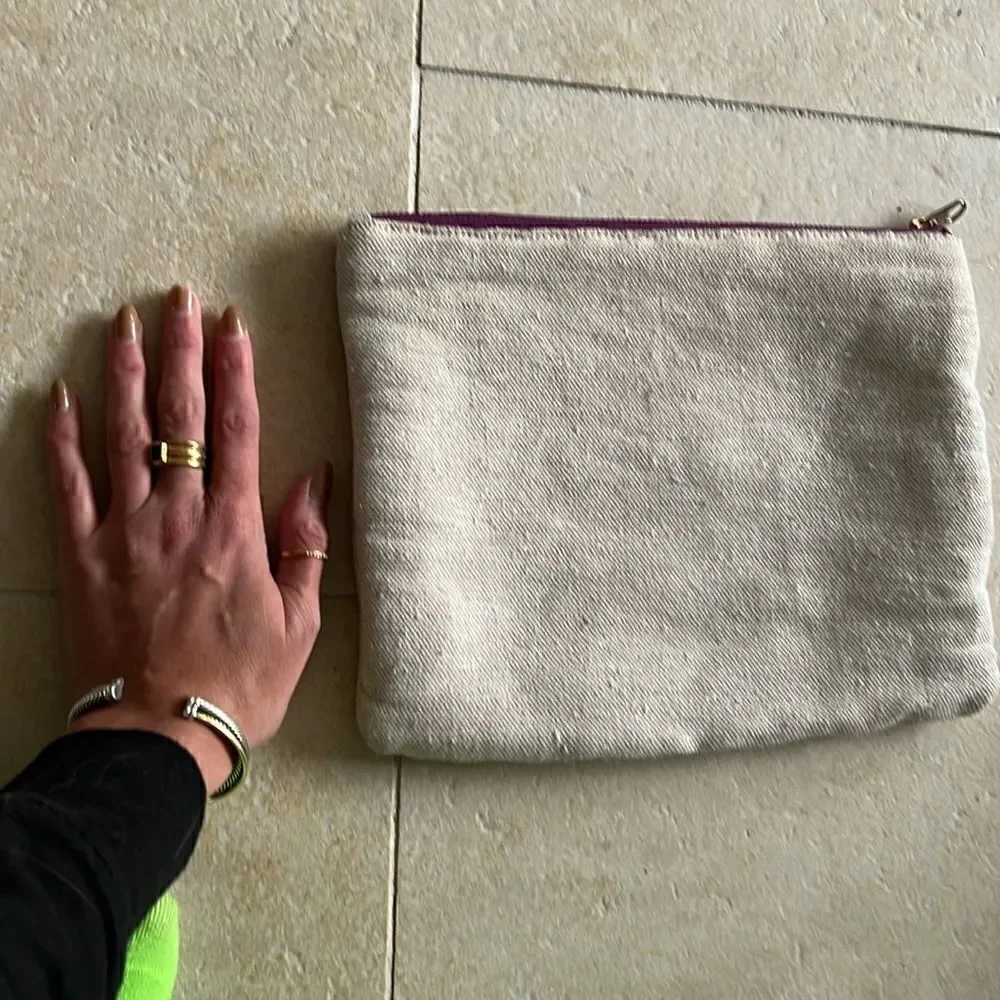 Small Travel Canvas Clutch - Purple Top Zipper - Peak a Boo Color - BRAND NEW